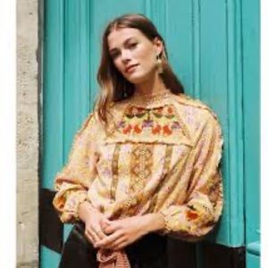 Anthropologie Multicolor Embroidered Blouse
